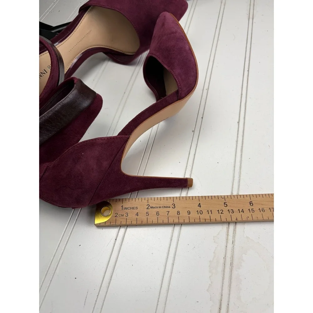 Gianni Bini Vintage Burgundy Suede Ankle Strap d'Orsay Heels Women's Size 8.5M